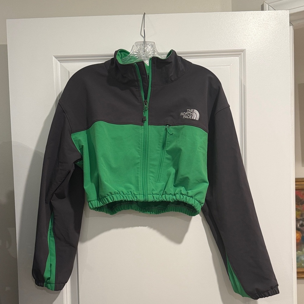 The North Face Black and Green Cropped Jacket